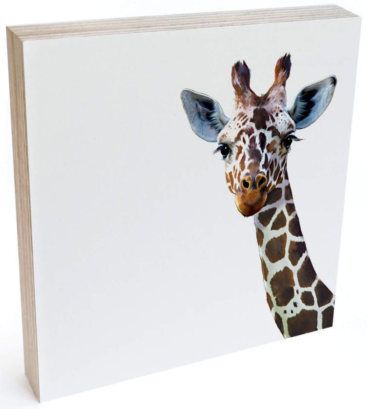 Wall-Art Holzbild »Tischdeko Giraffe Holzbild«, Tiere, (1 St.), bedrucktes Holzbild von Wall-Art