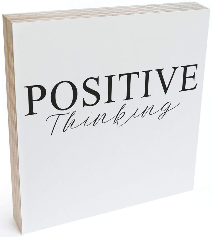 Wall-Art Holzbild »Tischdeko Positive Thinking«, (1 St.), Vintage Wohnzimmerdeko von Wall-Art