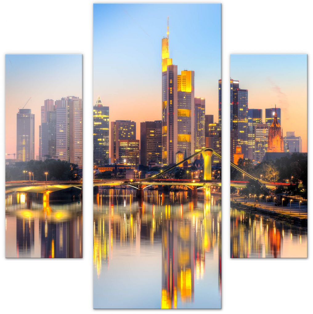 Wall-Art Mehrteilige Bilder »Frankfurter Lichter (3 teilig)«, (Set, 3 St.), Glasposter modern von Wall-Art