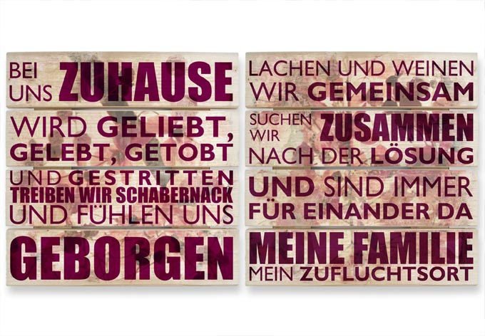 Wall-Art Mehrteilige Bilder »Holzbild Set Bei uns zu Hause«, Tiere, (Set, 2 St.), Vintage Holzschild von Wall-Art