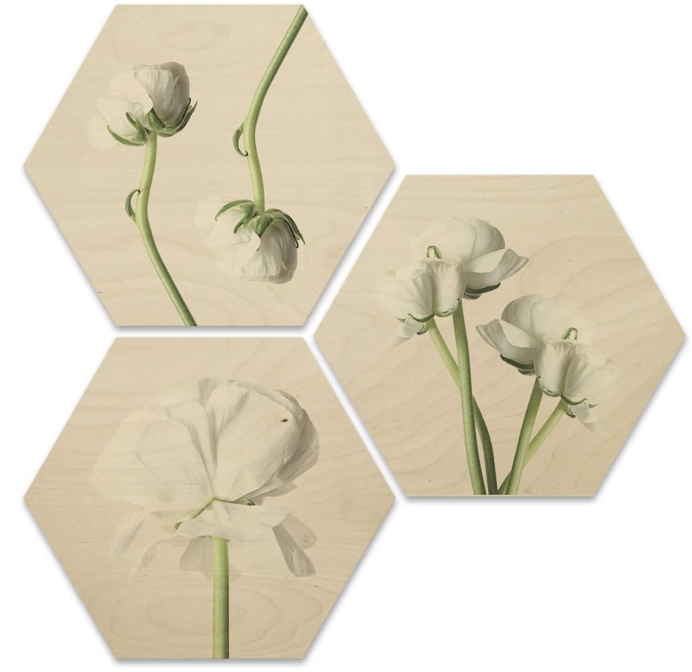 Wall-Art Mehrteilige Bilder »Maiglöckchen Blumen Collage«, Menschen, (Set, 3 St.), Holzposter modern von Wall-Art