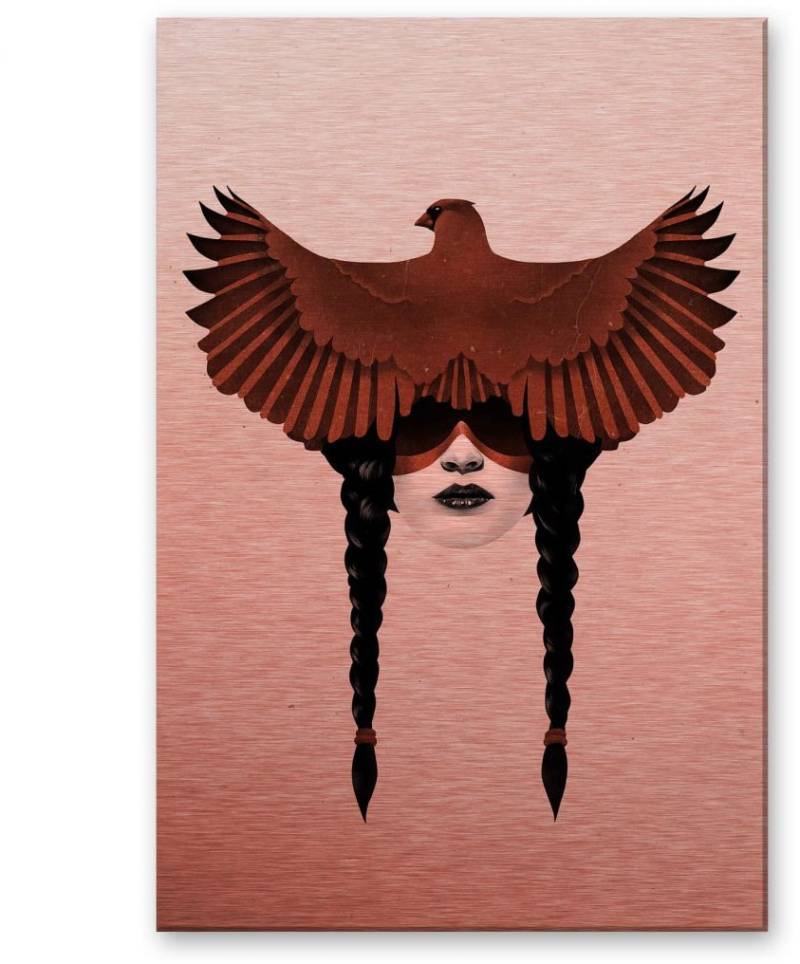 Wall-Art Metallbild »Adler Dark Cardinal Metallschild«, Landschaft, (1 St.), Metallschild modern von Wall-Art