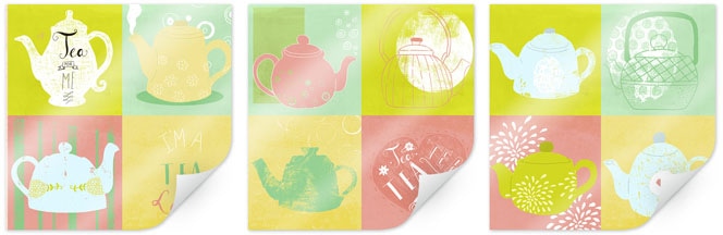 Wall-Art Poster »3er Set Esszimmer Tea Time«, Küche, (Set, 3 St.), Poster ohne Bilderrahmen von Wall-Art