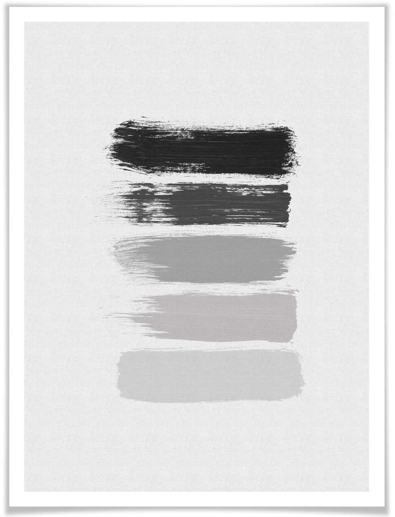 Wall-Art Poster »50 Shades of Grey Schwarz Grau«, Grafik, (1 St.), Poster ohne Bilderrahmen von Wall-Art