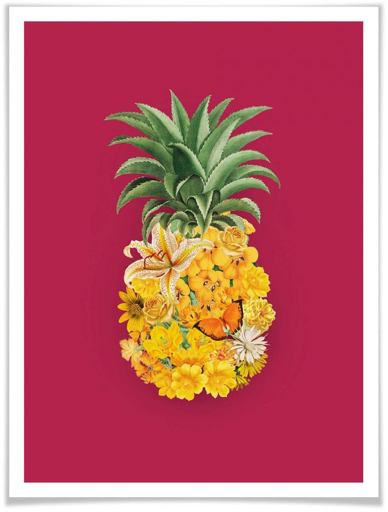 Wall-Art Poster »Ananas Blume Pink«, Blumen, (1 St.), Poster ohne Bilderrahmen von Wall-Art