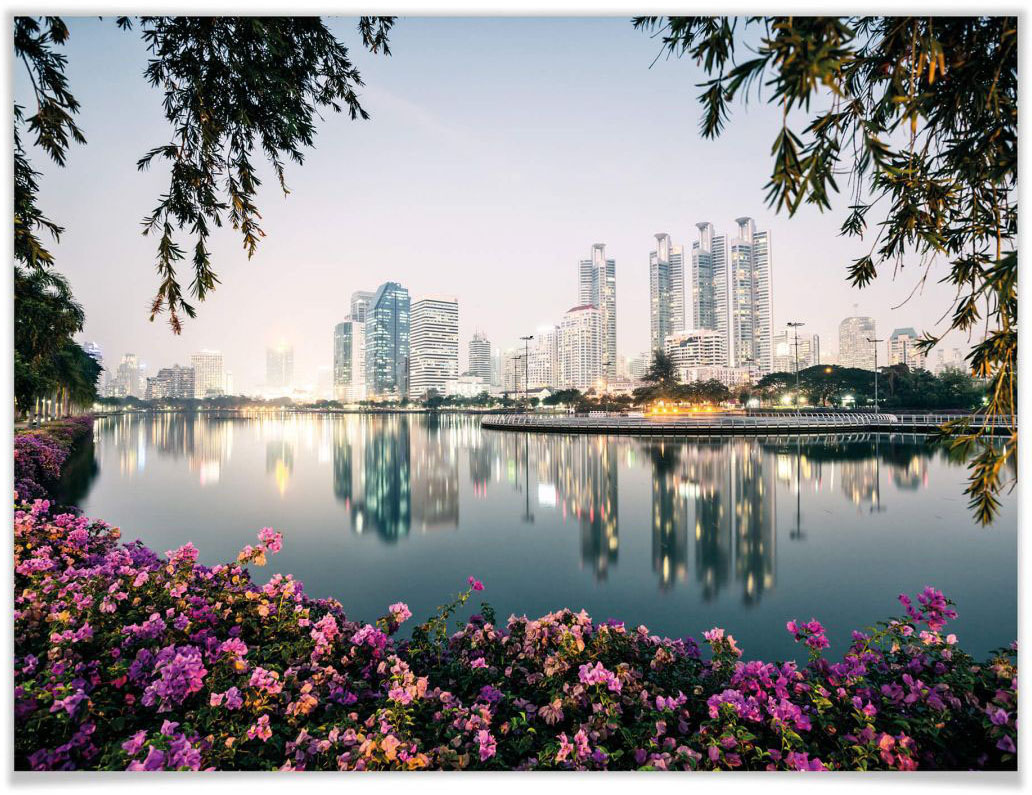 Wall-Art Poster »Bangkok Skyline Fotokunst«, Landschaften, (1 St.), Poster ohne Bilderrahmen von Wall-Art