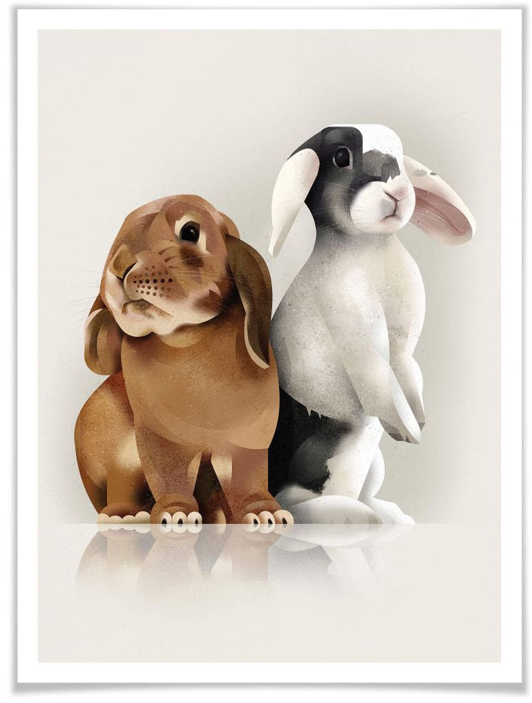 Wall-Art Poster »Bunny Love«, Schriftzug, (1 St.), Poster ohne Bilderrahmen von Wall-Art