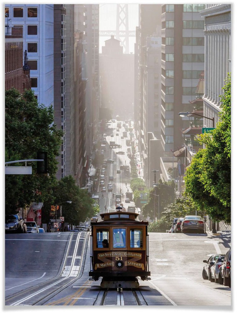 Wall-Art Poster »Cable Car San Francisco«, Städte, (1 St.), Poster ohne Bilderrahmen von Wall-Art