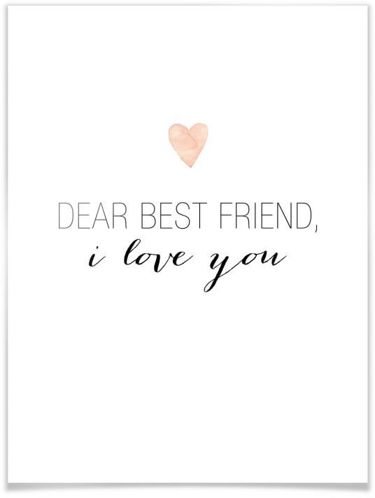 Wall-Art Poster »Dear best friend«, Schriftzug, (1 St.), Poster ohne Bilderrahmen von Wall-Art