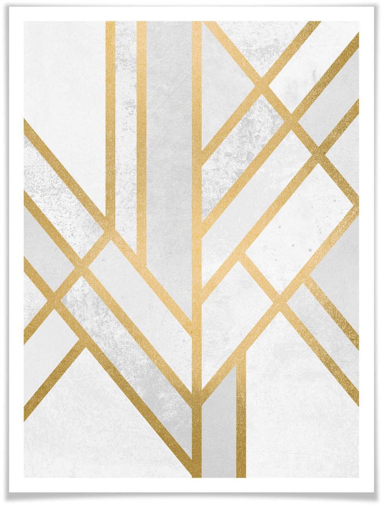 Wall-Art Poster »Geometrie Gold«, Schriftzug, (1 St.), Poster ohne Bilderrahmen von Wall-Art