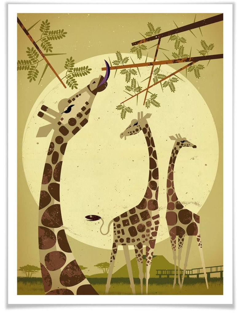 Wall-Art Poster »Giraffes«, Tiere, (1 St.), Poster ohne Bilderrahmen von Wall-Art