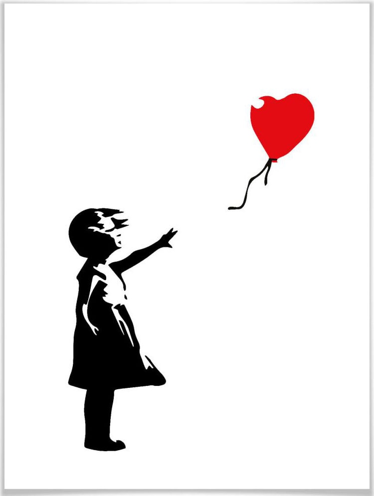 Wall-Art Poster »Graffiti Bilder Girl with the red balloon«, Menschen, (1 St.), Poster ohne Bilderrahmen von Wall-Art