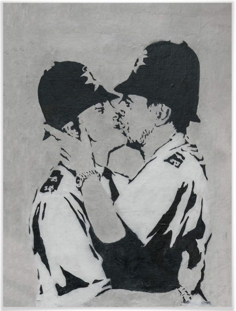 Wall-Art Poster »Graffiti Bilder Kissing Policemen«, Menschen, (1 St.), Poster ohne Bilderrahmen von Wall-Art