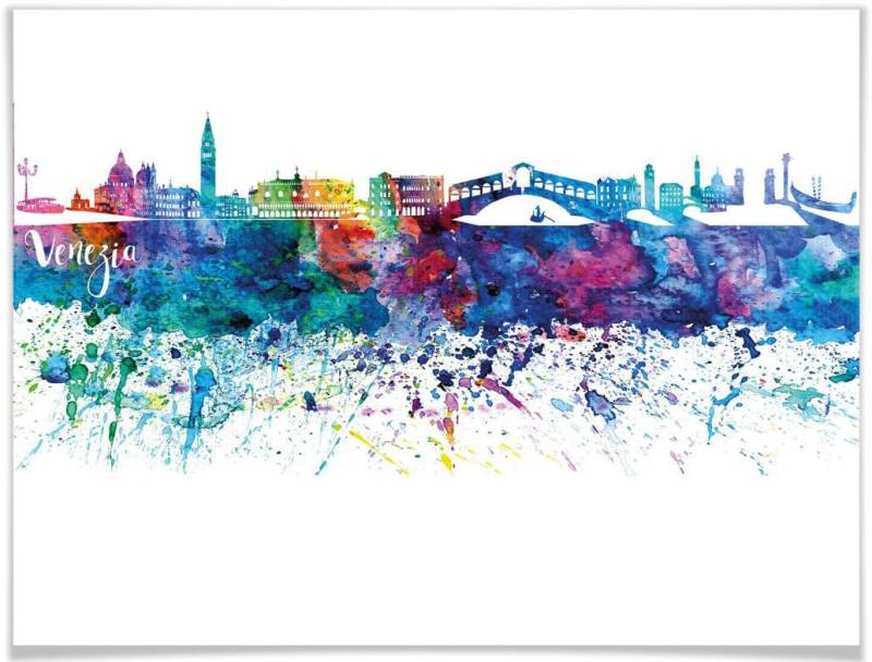 Wall-Art Poster »Graffiti Bunt Venedig Skyline«, Graffiti, (1 St.), Poster ohne Bilderrahmen von Wall-Art