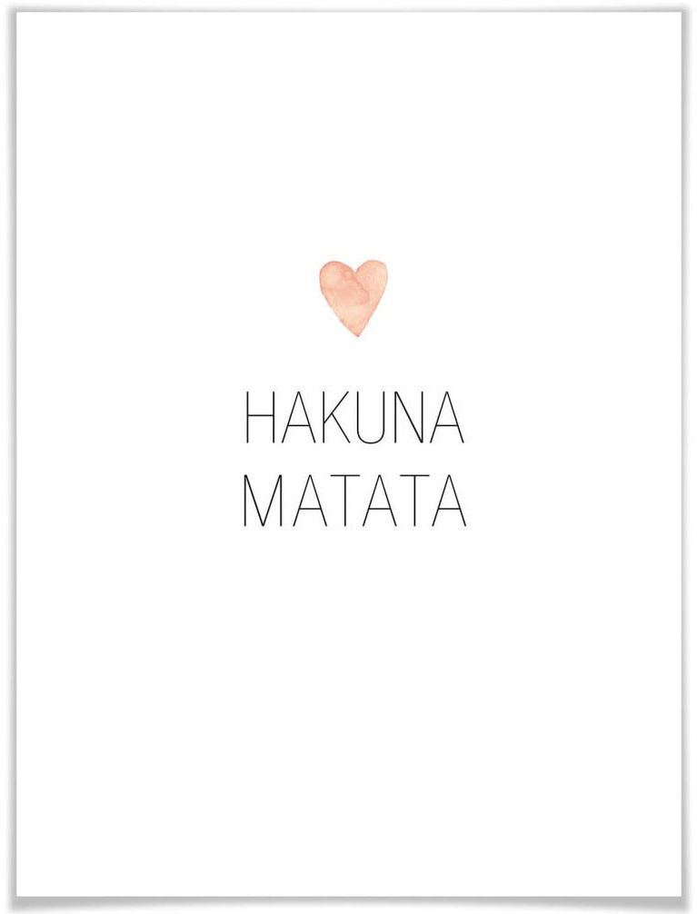 Wall-Art Poster »Hakuna Matata«, Schriftzug, (1 St.), Poster ohne Bilderrahmen von Wall-Art