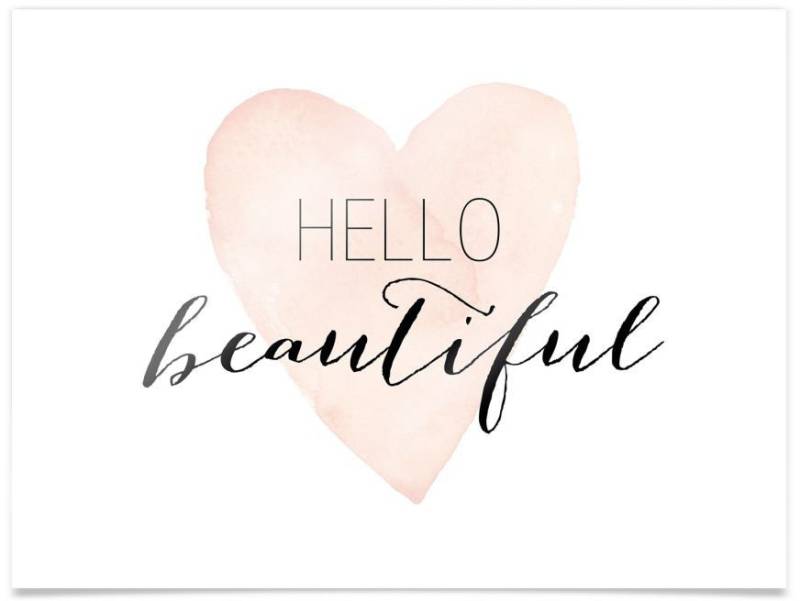 Wall-Art Poster »Hello Beautiful«, Schriftzug, (1 St.), Poster ohne Bilderrahmen von Wall-Art