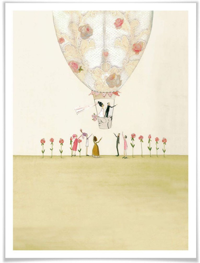 Wall-Art Poster »Hochzeit Deko Heissluftballon«, Heissluftballon, (1 St.), Poster ohne Bilderrahmen von Wall-Art