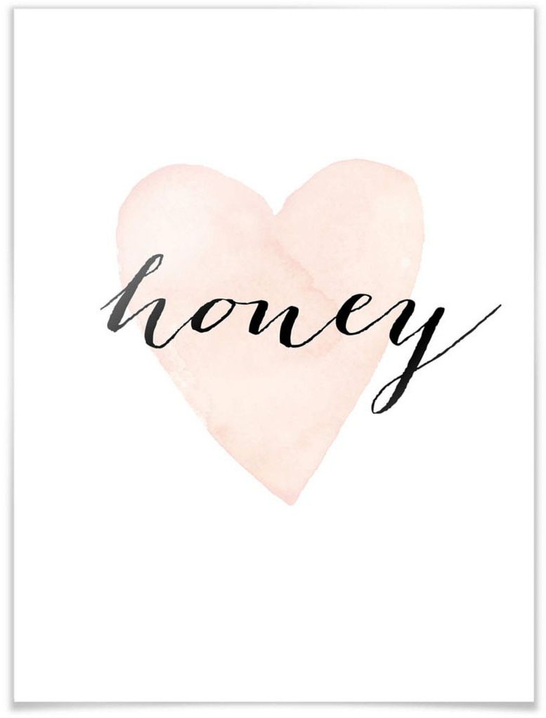 Wall-Art Poster »Honey«, Schriftzug, (1 St.), Poster ohne Bilderrahmen von Wall-Art