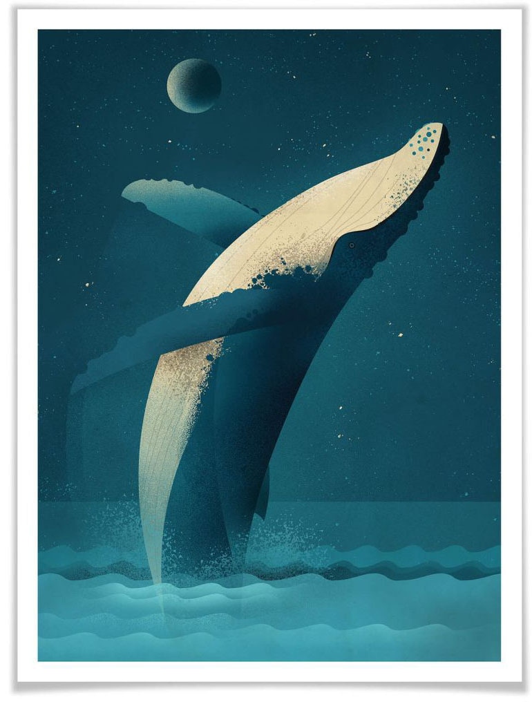 Wall-Art Poster »Humpback Whale«, Schriftzug, (1 St.), Poster ohne Bilderrahmen von Wall-Art