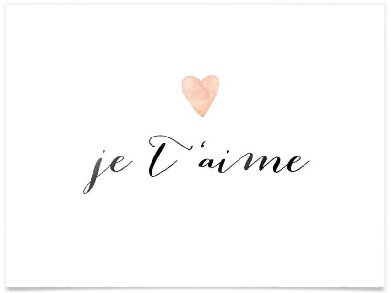 Wall-Art Poster »Je t'aime«, Schriftzug, (1 St.), Poster ohne Bilderrahmen von Wall-Art