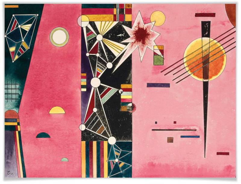 Wall-Art Poster »Kandinsky abstrakte Kunst Rosa Rot«, Abstrakt, (1 St.), Poster ohne Bilderrahmen von Wall-Art