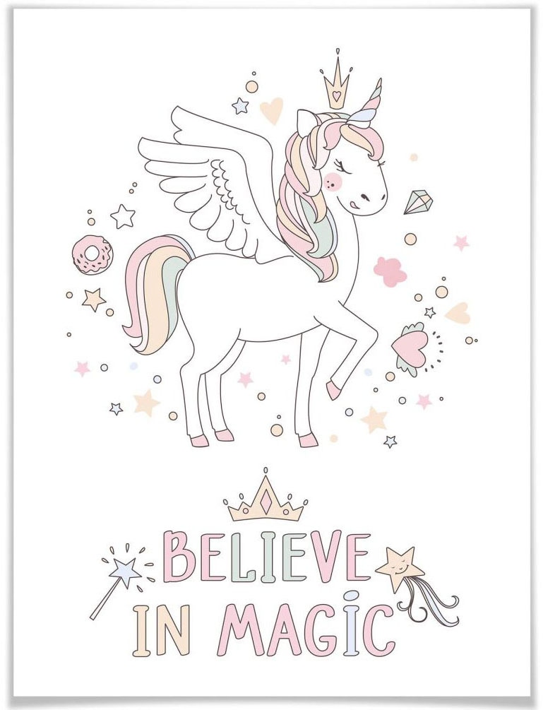 Wall-Art Poster »Kvilis Magie Einhorn Prinzessin«, Kinder, (1 St.), Poster ohne Bilderrahmen von Wall-Art