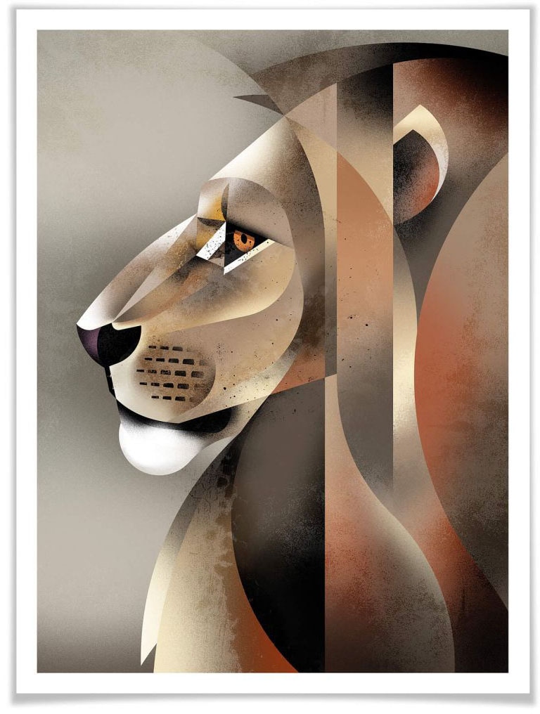 Wall-Art Poster »Lion«, Löwen, (1 St.), Poster ohne Bilderrahmen von Wall-Art