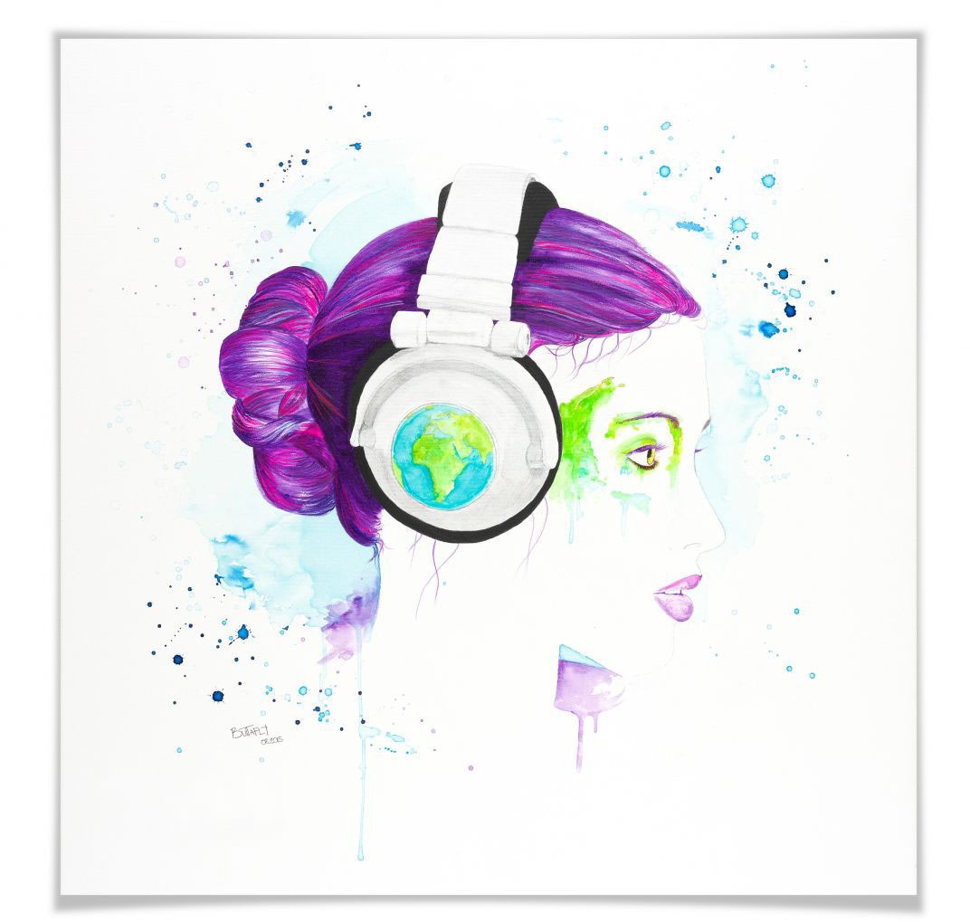 Wall-Art Poster »Listen to the World«, Schriftzug, (1 St.), Poster ohne Bilderrahmen von Wall-Art