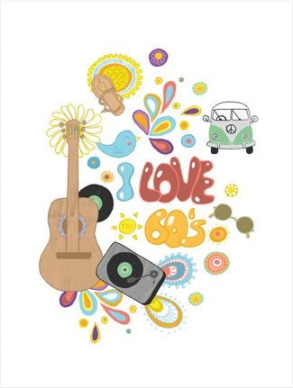 Wall-Art Poster »Loske I love the 60s«, Schriftzug, Poster ohne Bilderrahmen von Wall-Art