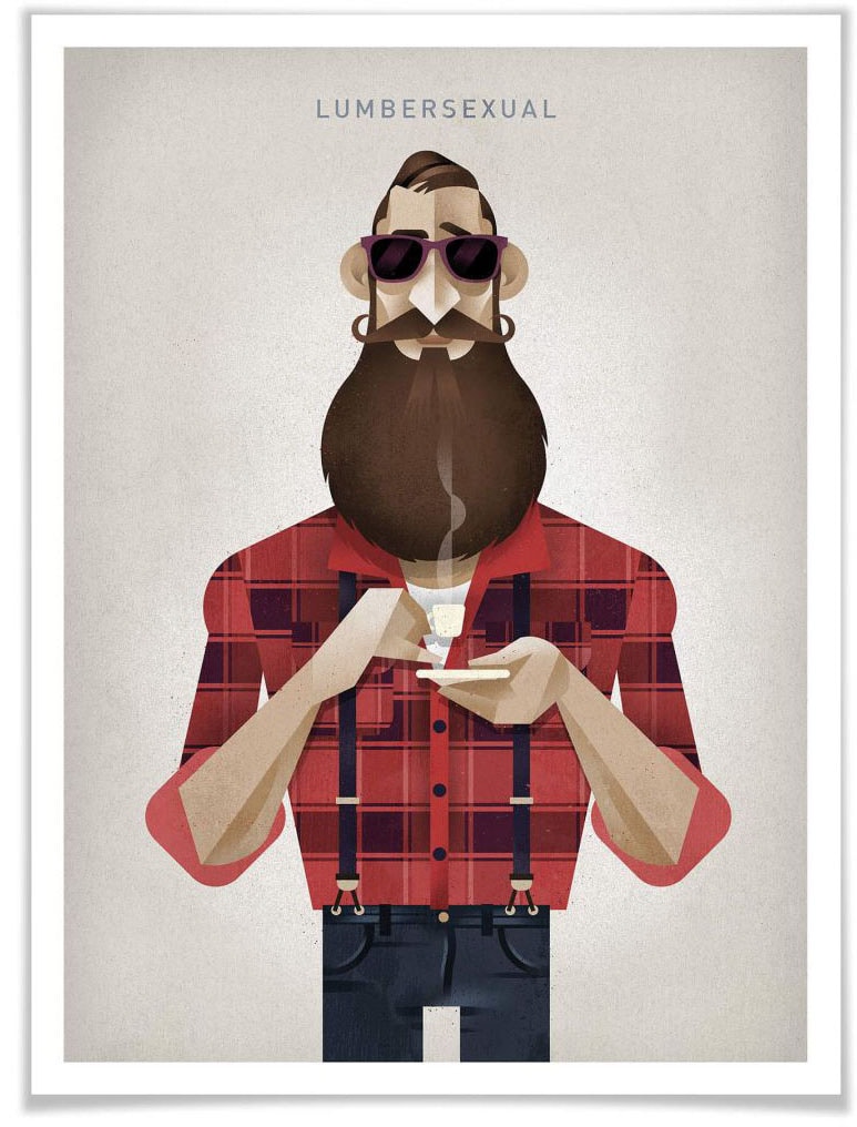 Wall-Art Poster »Lumbersexual«, Schriftzug, (1 St.), Poster ohne Bilderrahmen von Wall-Art