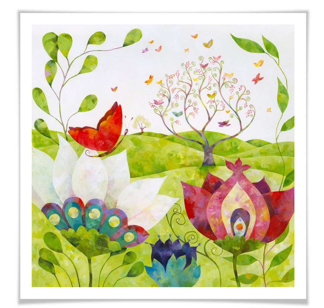 Wall-Art Poster »Märchen Wandbilder Sommerwiese«, Landschaft, (1 St.), Poster ohne Bilderrahmen von Wall-Art