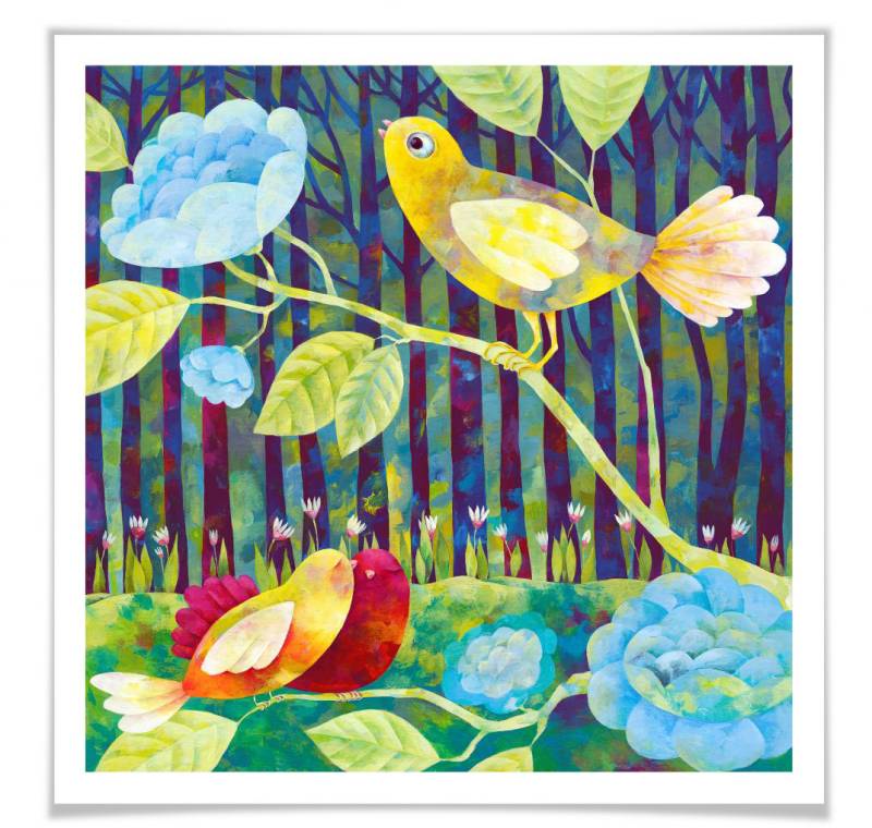 Wall-Art Poster »Märchen Wandbilder Vögel im Wald«, Vögel, (1 St.), Poster ohne Bilderrahmen von Wall-Art