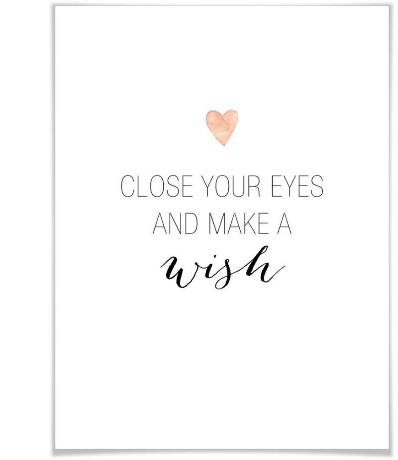 Wall-Art Poster »Make a wish«, Schriftzug, (1 St.), Poster ohne Bilderrahmen von Wall-Art