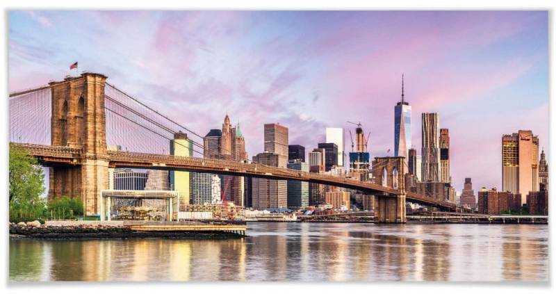 Wall-Art Poster »Manhattan Skyline Brooklyn Bridge«, New York, (1 St.), Poster ohne Bilderrahmen von Wall-Art