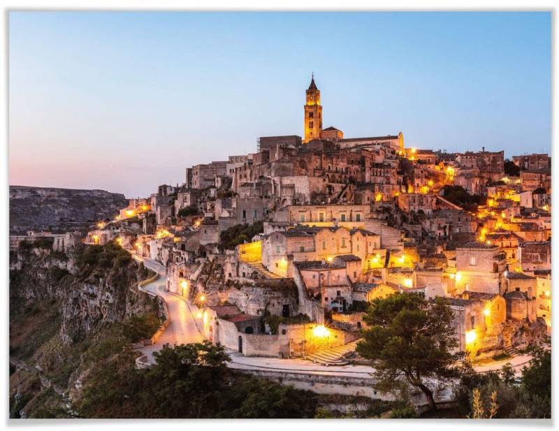 Wall-Art Poster »Matera Abend«, Schriftzug, (1 St.), Poster ohne Bilderrahmen von Wall-Art