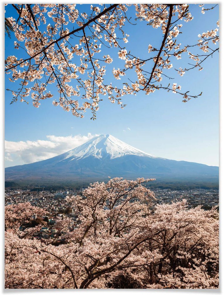 Wall-Art Poster »Mount Fuji Japan«, Berge, (1 St.), Poster ohne Bilderrahmen von Wall-Art