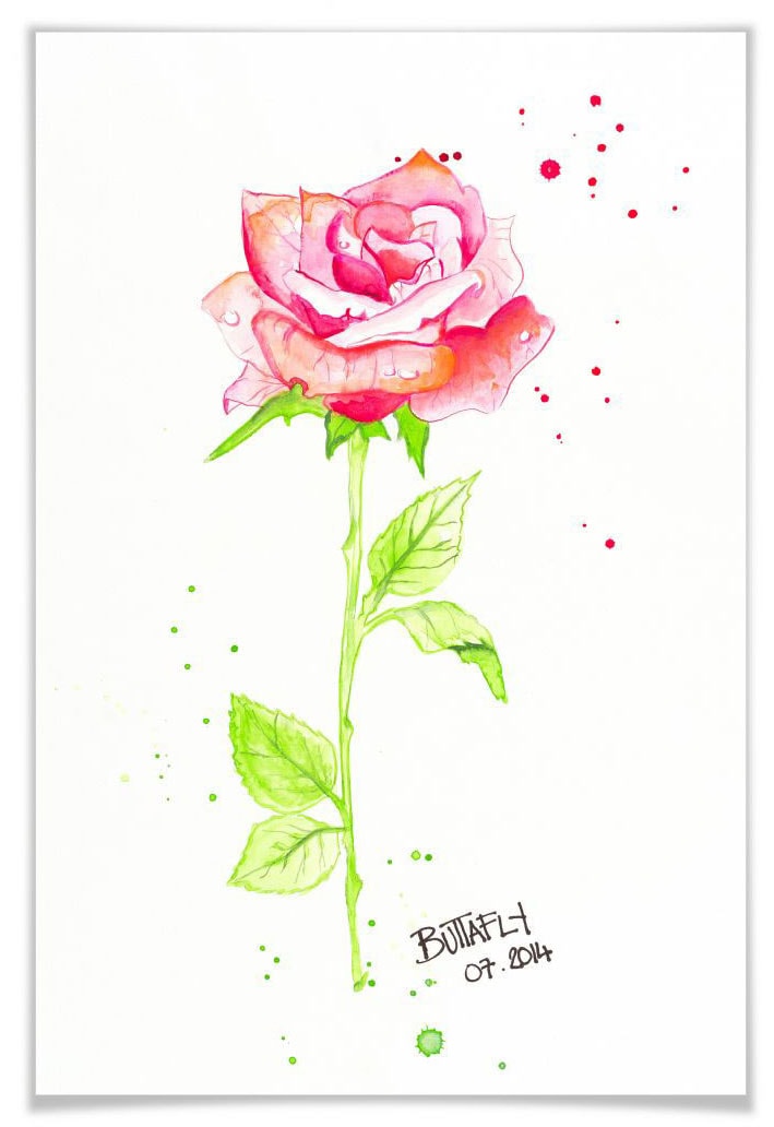 Wall-Art Poster »Rose«, Blumen, (1 St.), Poster ohne Bilderrahmen von Wall-Art