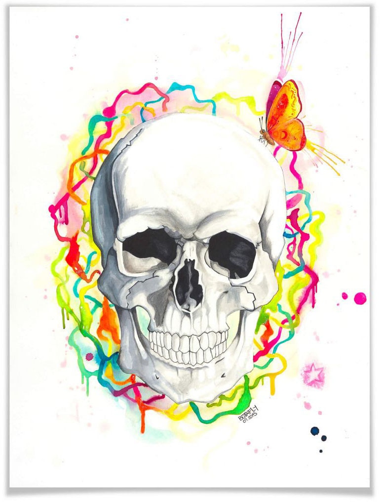 Wall-Art Poster »Skull«, Schriftzug, (1 St.), Poster ohne Bilderrahmen von Wall-Art