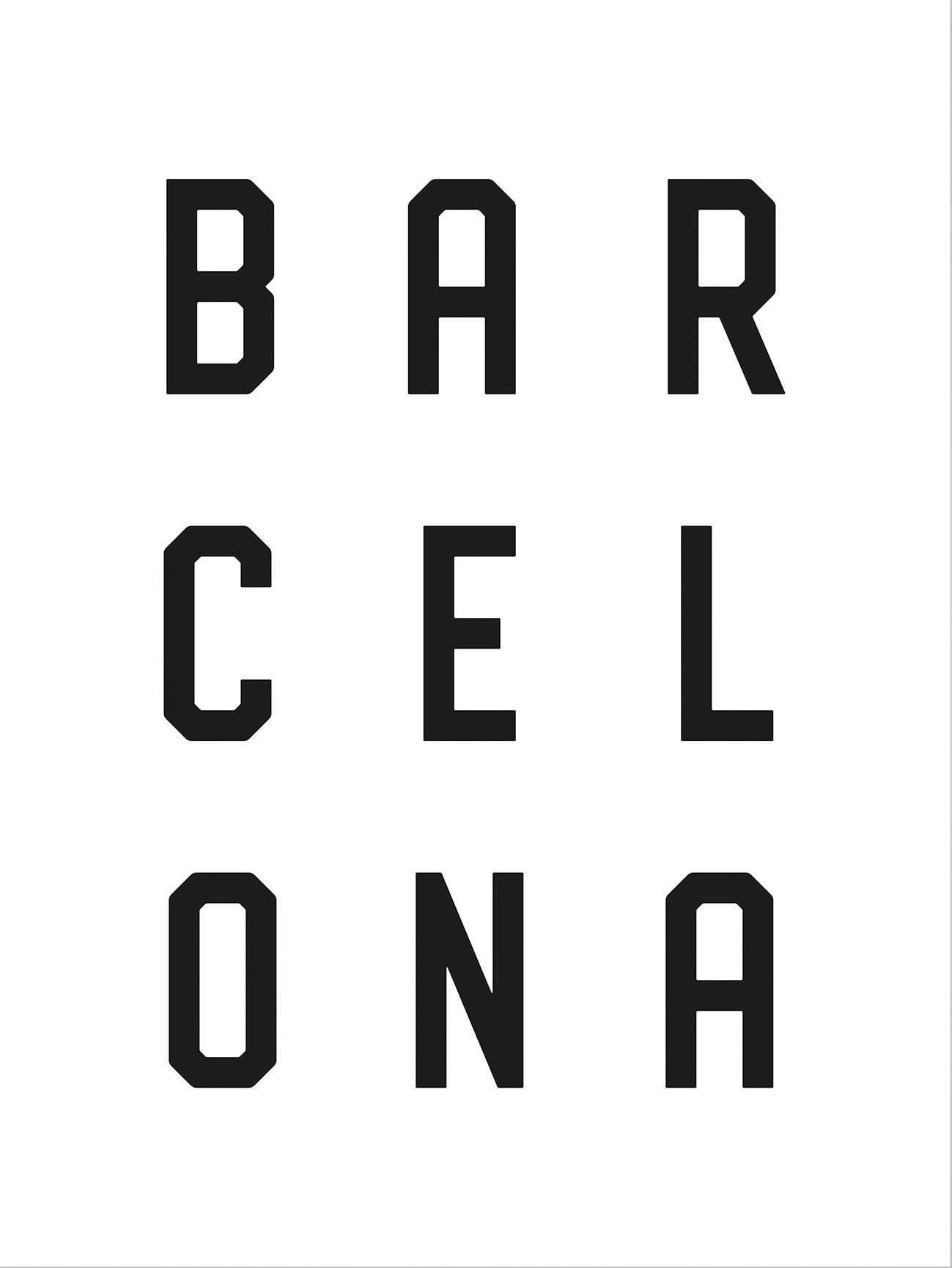 Wall-Art Poster »Typographie Barcelona Schriftzug«, Poster ohne Bilderrahmen von Wall-Art