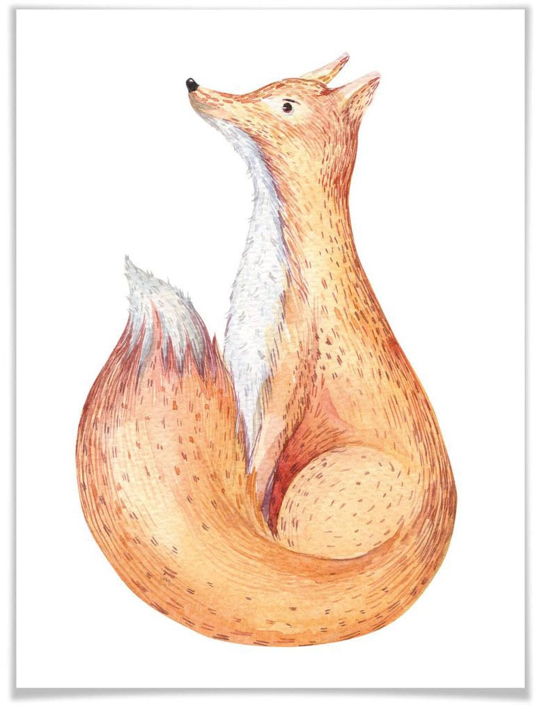 Wall-Art Poster »Waldtiere Fuchs«, Tiere, (1 St.), Poster ohne Bilderrahmen von Wall-Art