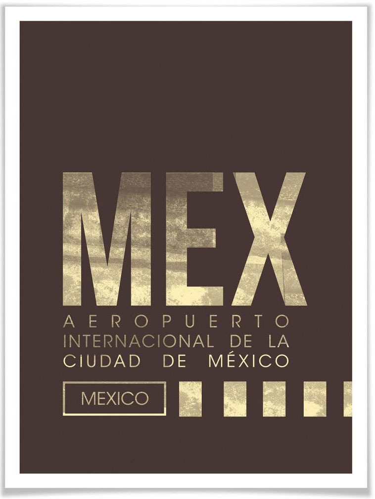 Wall-Art Poster »Wandbild MEX Flughafen Mexico City«, Flughafen, (1 St.), Poster ohne Bilderrahmen von Wall-Art