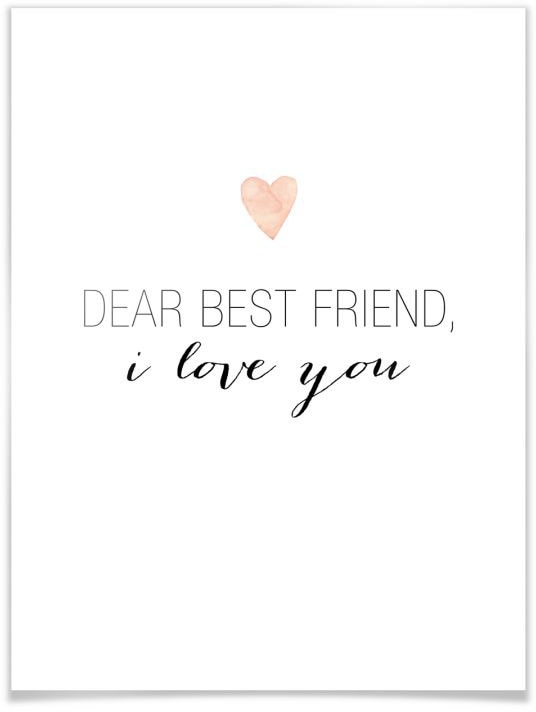 Wall-Art Poster »Zitat Beste Freunde i love you«, Schriftzug, (1 St.), Poster ohne Bilderrahmen von Wall-Art