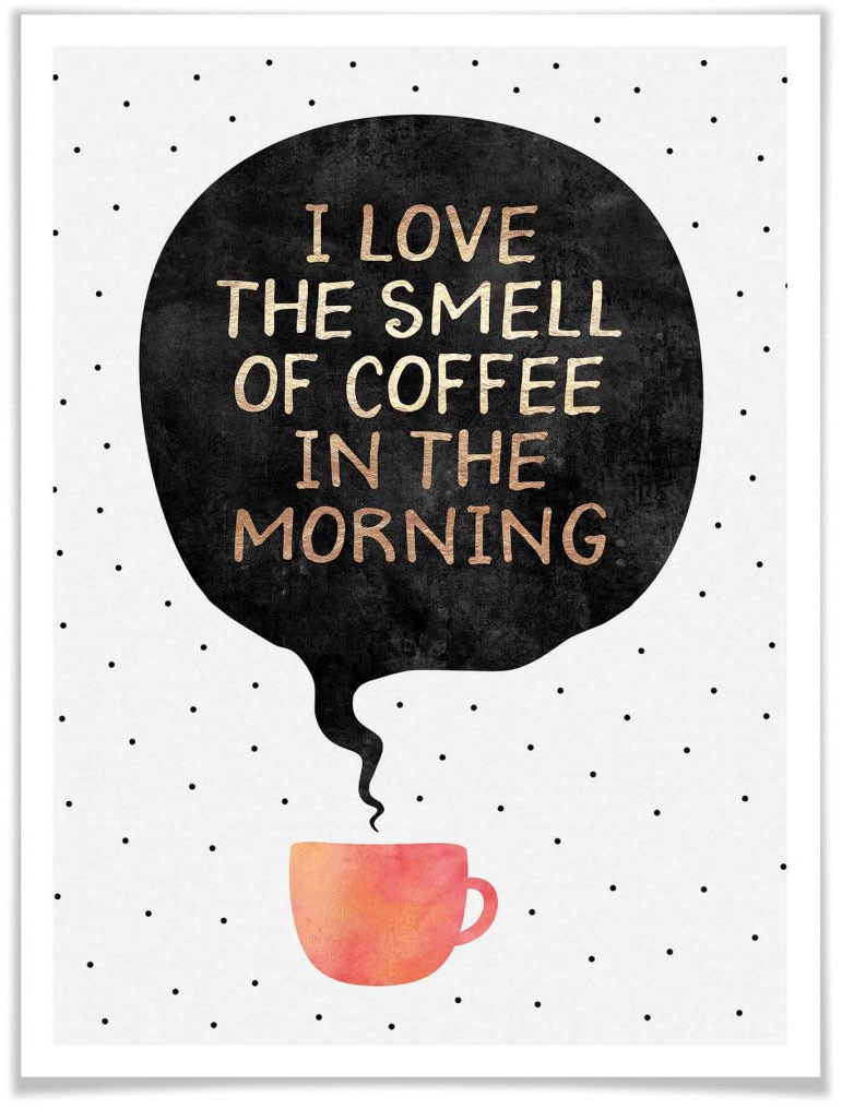 Wall-Art Poster »smell of coffee«, Schriftzug, (1 St.), Poster ohne Bilderrahmen von Wall-Art