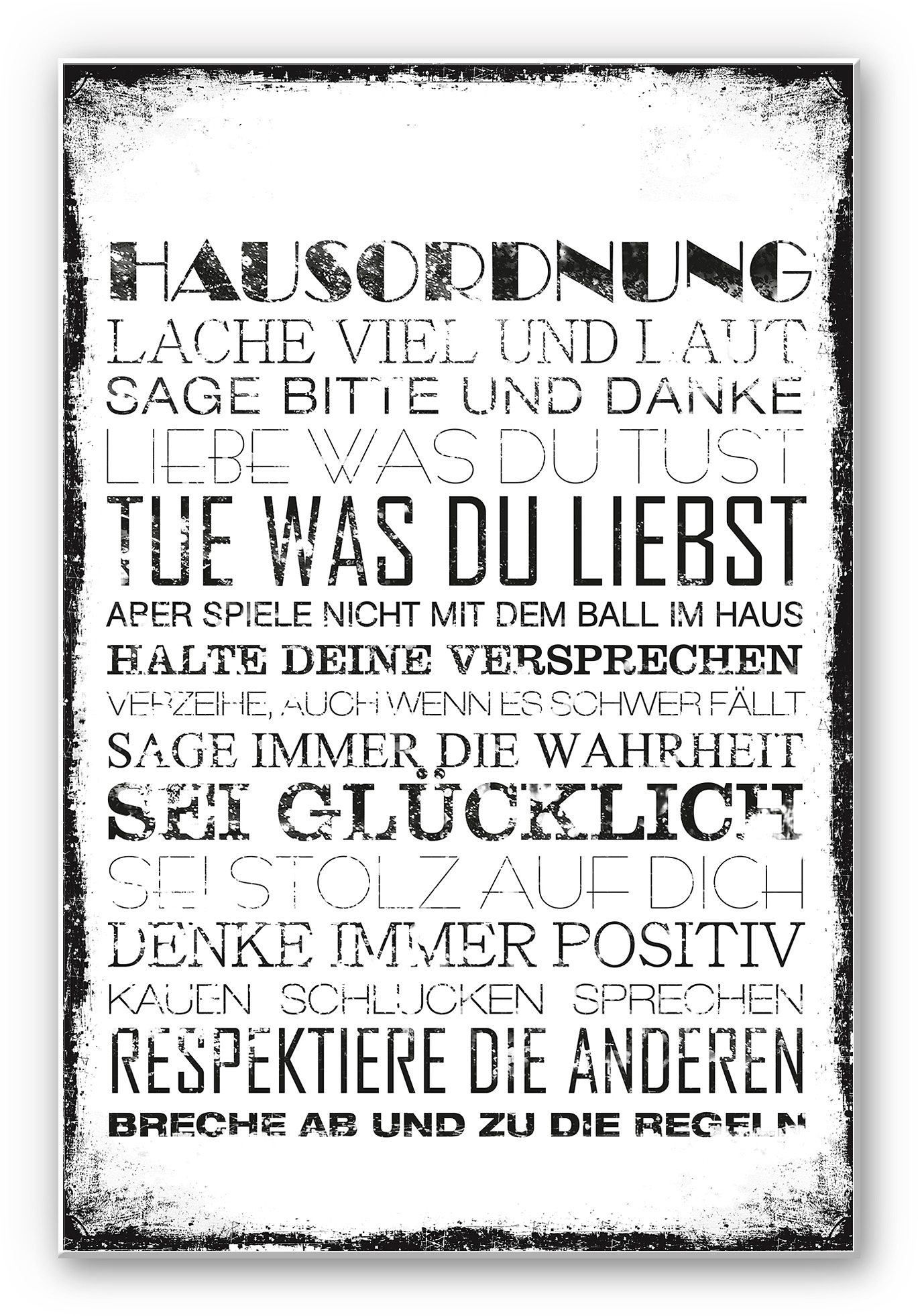 Wall-Art Wandbild »Hausordnung«, Hartschaum Wandschild Spruch von Wall-Art