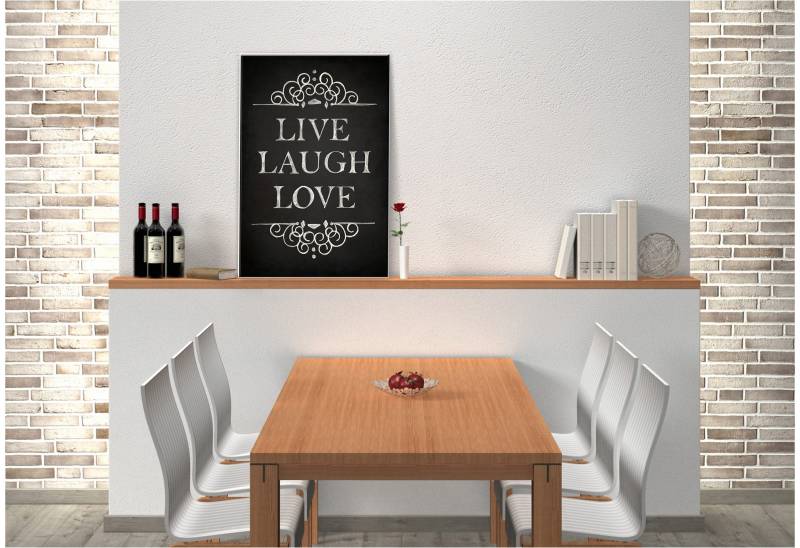 Wall-Art Wandbild »Live Laugh Love«, Hartschaum Wandschild Spruch von Wall-Art