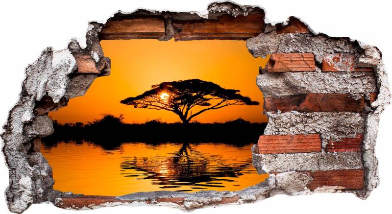 Wall-Art Wandtattoo »Safari Afrika durch die Mauer«, selbstklebend, entfernbar von Wall-Art