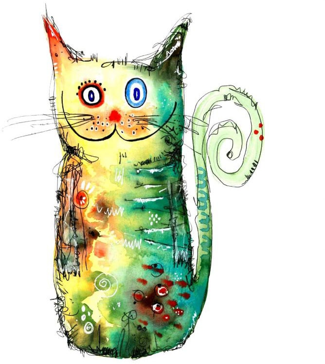 Wall-Art Wandtattoo »Bunte Katze Crazy Cat«, (1 St.), selbstklebend, entfernbar von Wall-Art