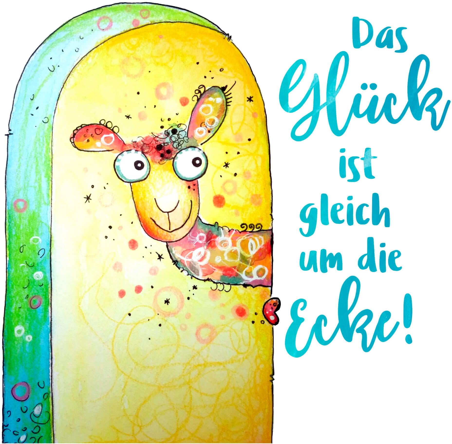 Wall-Art Wandtattoo »Das Glück ist gleich um die Ecke«, selbstklebend, entfernbar von Wall-Art