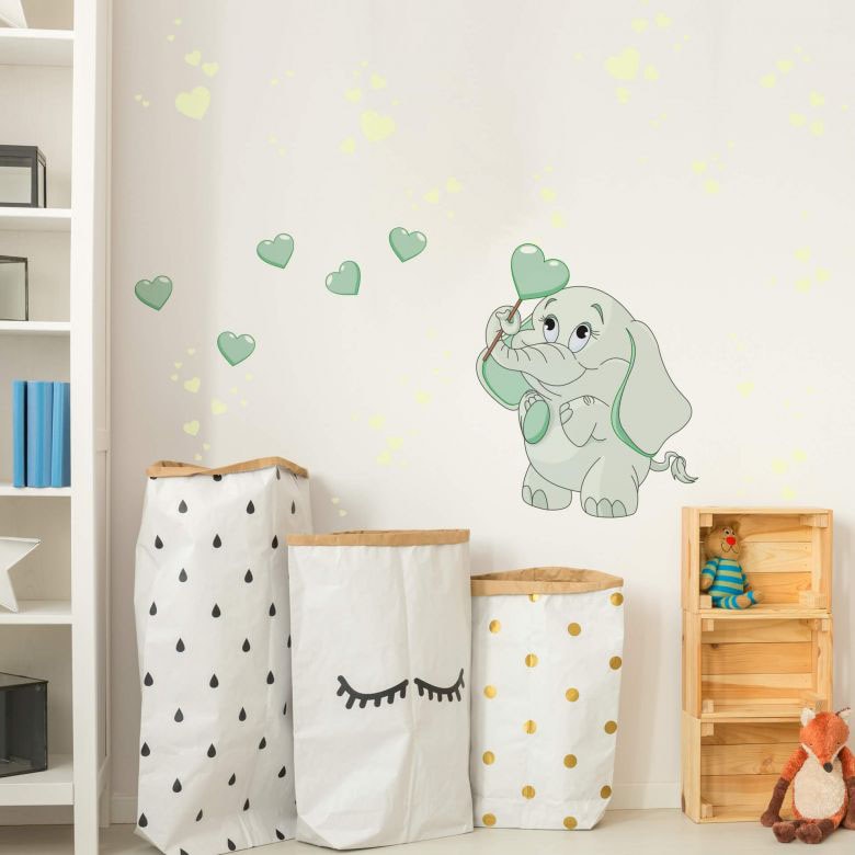 Wall-Art Wandtattoo »Elefantenbaby Leuchtbilder«, (1 St.), selbstklebend, entfernbar von Wall-Art