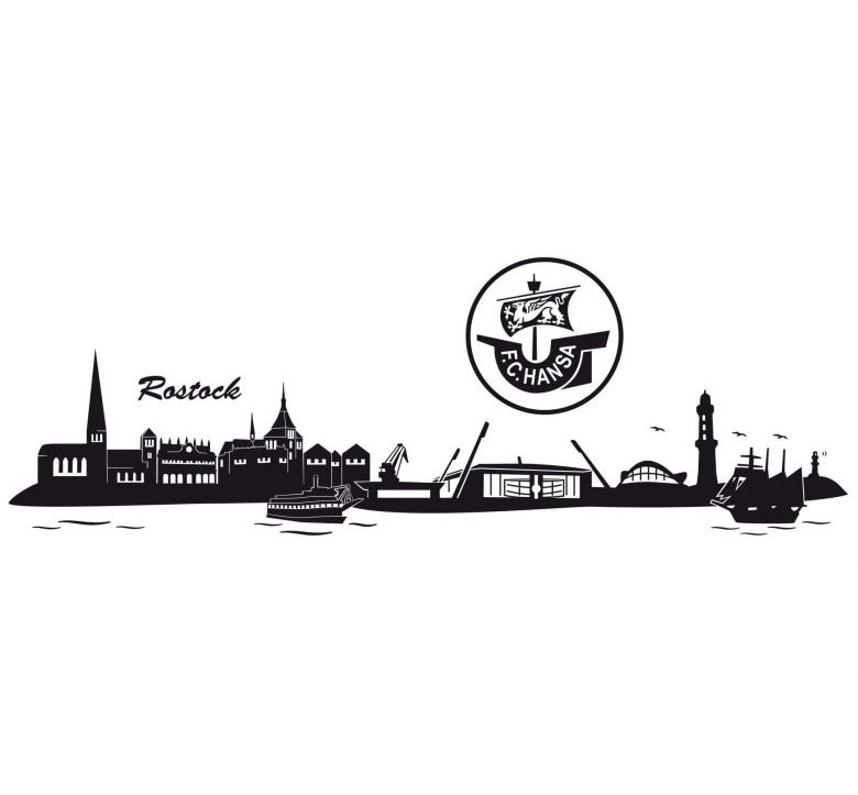 Wall-Art Wandtattoo »Hansa Rostock Skyline + Logo«, (Set, 1 St.), selbstklebend, entfernbar von Wall-Art